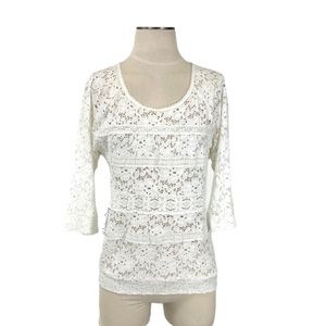 Anthropologie- One September White Lace Top Small